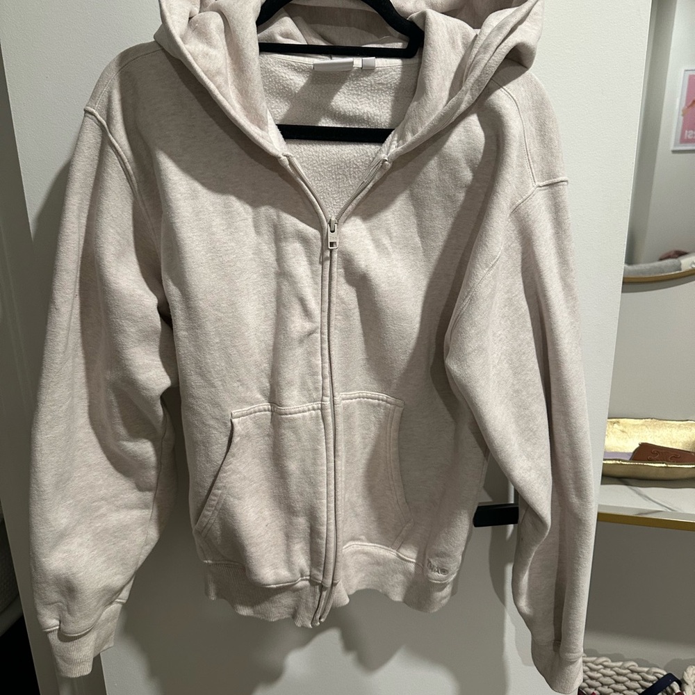Aritzia TNA Cozy Fleece Hoodie in Light Beige
